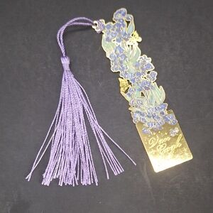 3/$15 Van Gogh Irises Gold and Purple Floral Metal Bookmark with Tassel